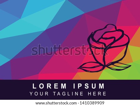 Vector Illustration Rainbow Geometric Polygon of Rose Flower Icon. Background Template or Layout for Graphic Design.