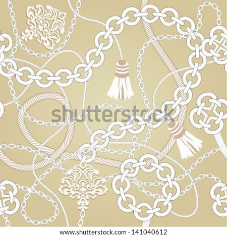 Seamless pattern.Background with chain , rope, tassel. Vector illustration