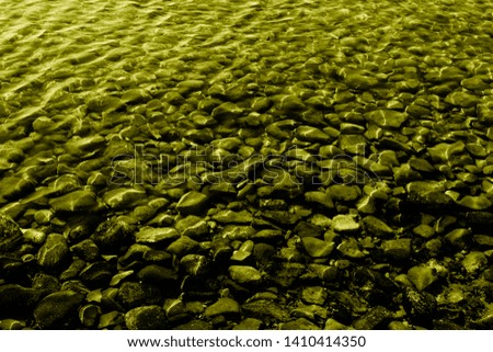 Golden stones and water. Texture and background