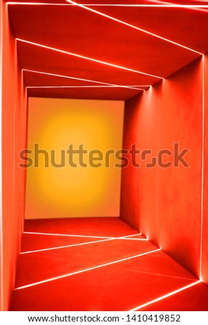 a modern design doorway decorated with lines of LED light was setup in studio