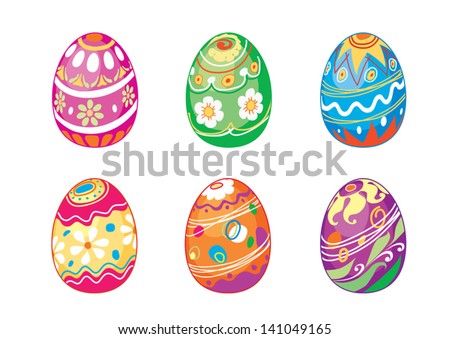 Eggs are painted in different colors to celebrate Easter