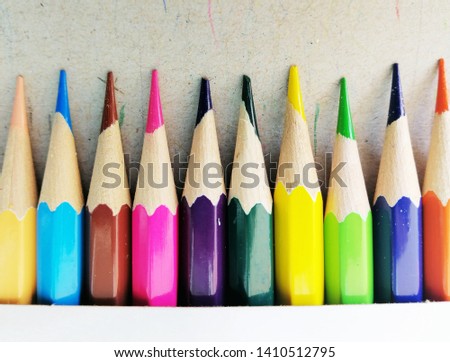 Crayons, Colorful pencils. Close up shot