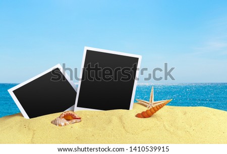 Photo card on sand beach