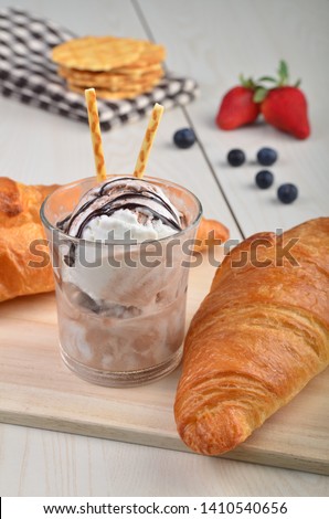 ice cream waffle with big croissant 