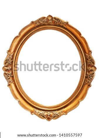 Circular gold frame, Old gold picture frame