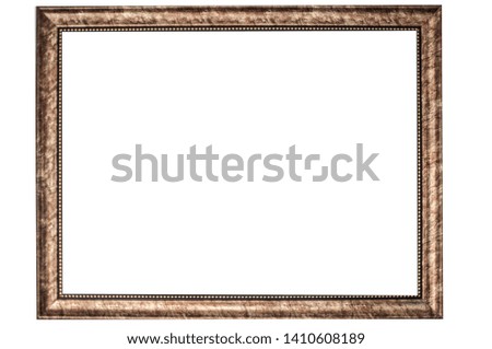 Wooden blank picture frame isolated on white background