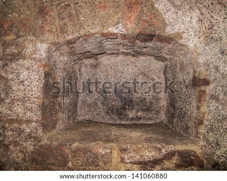 Old Rough brick wall texture hole ledge