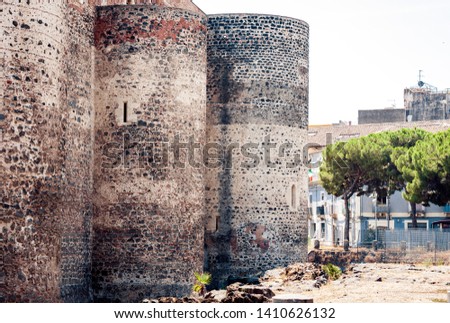famous landmark Castello Ursino, ancient castle in Catania, Sicily, Southern Italy