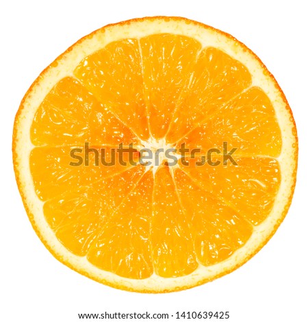 Close up haft ripe orange fruit on white background isolated picture