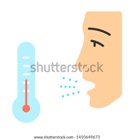 Winter allergy flat design long shadow color icon. Gain of indoor allergies. Allergic effects of dander, dust, cockroach droppings. Reduced outside air temperature. Vector silhouette illustration