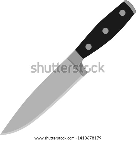 Kitchen knife on white isolated background. Vector illustration on the theme of kitchen utensils.