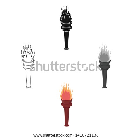Street lamp in the form of a torch with an open fire.Lamppost single icon in cartoon,black style vector symbol stock illustration web.