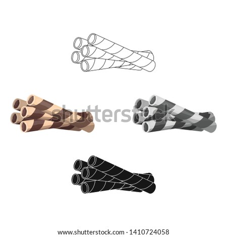 Chocolate wafer straws icon in cartoon,black style isolated on white background. Chocolate desserts symbol stock vector illustration.