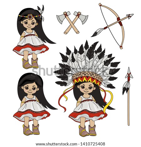 POCAHONTAS HOLIDAY Indian Princess Vector Illustration Set