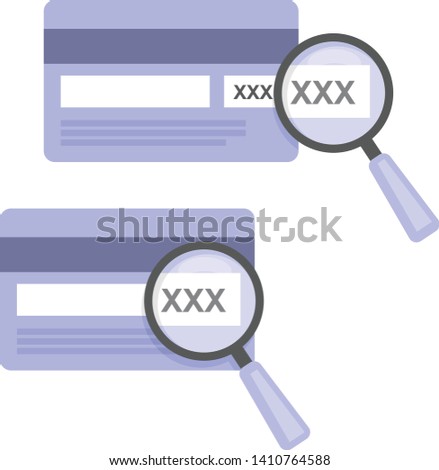 Enter CVV code icon sample - credit card and magnifying glass, cvv numbers Royalty-Free Stock Photo #1410764588