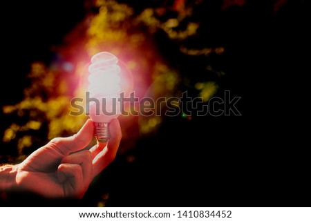 Hand holding the light bulb, concept of startup, idea and creativity. 