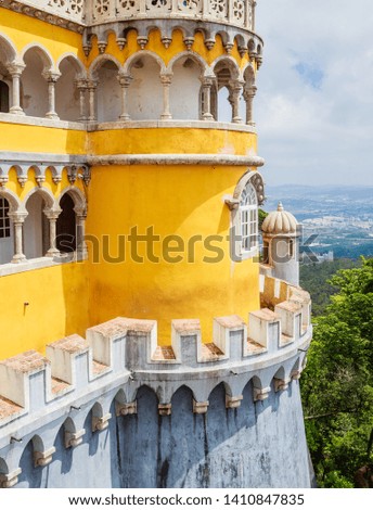 View of the Pena Palace in Sintra National Park, Portugal