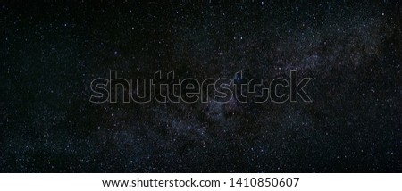 Panorama of the Milky Way in the galaxy. Bright stars on a night sky, long exposure photograph, 