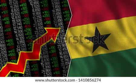 Ghana flag and Finance, Stock Exchange , Stock Market Chart - 3D Illustration fabric texture