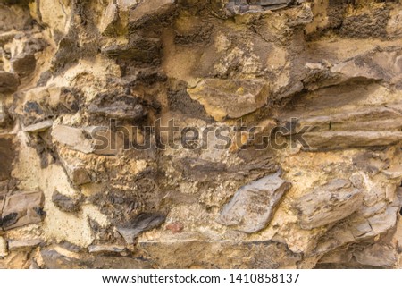 Stone Brick Wall. Rustic Style. Close-up photo