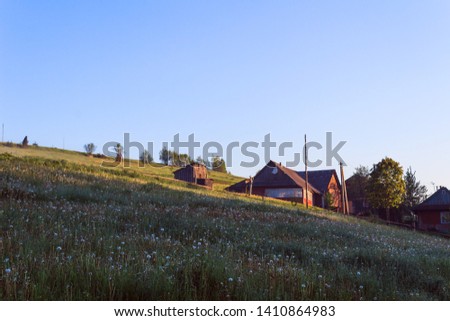 Spring dawn in the Carpathian village