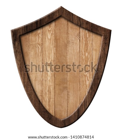 Wooden defense protection shield board made of natural wood with Royalty-Free Stock Photo #1410874814