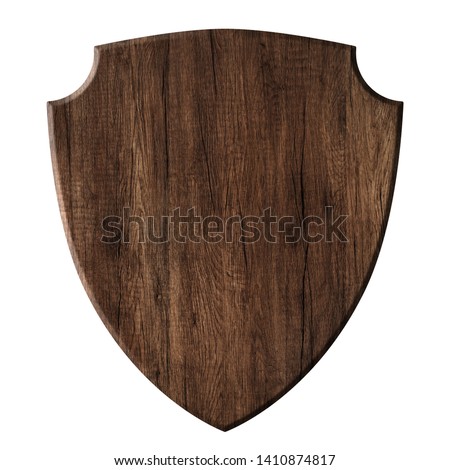 Wooden board with defense protection shield shape made of natura