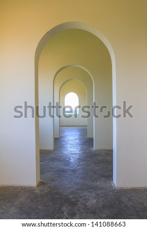 Beautiful of white arched pathway.