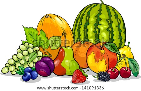 Cartoon Vector Illustration of Fruits Group Food Design