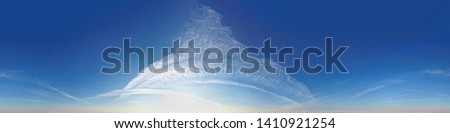 360 degree sky panorama without ground, for easy use in 3D graphics and 3D panorama (use it in your aerial and ground spherical panoramas) as a sky dome. Very high resolution - 100 Megapixels Royalty-Free Stock Photo #1410921254