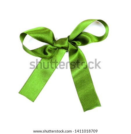 Green bow on a white background  
