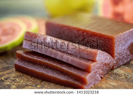 Slices of guava, sweet known by Goiabada, a typical Brazilian sweet common in the state of Minas Gerais in feasts in the month of June and July. Sweet of June party.