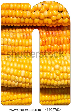 Letter n of the alphabet, with texture of corn - image