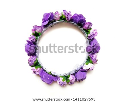 Floral round crown with purple rose flowers 