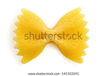 single bow tie pasta isolated on white background Royalty-Free Stock Photo #141103291