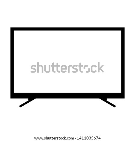 black led TV with white blank screen display isolated on white background. vector illustration