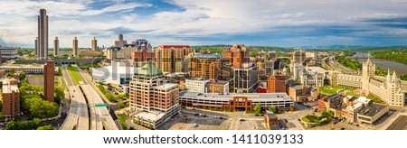 Aerial panorama of Albany, New York downtown. Albany is the capital city of the U.S. state of New York and the county seat of Albany County