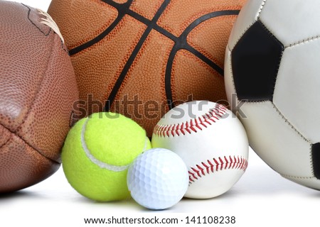 sports balls on white background Royalty-Free Stock Photo #141108238