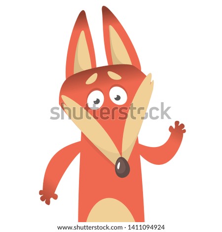 Cute baby fox presenting. Cartoon illustration