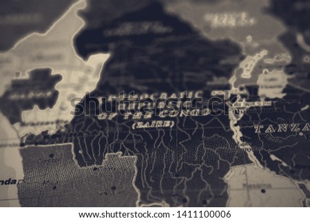 Zaire on map travel background