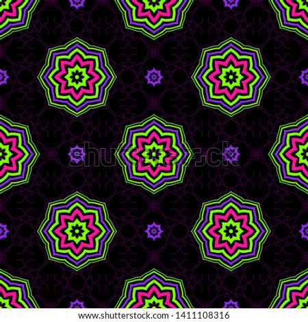Seamless background with colorful flowers on black background. for printing, textiles, wrapping paper, etc. Vector.