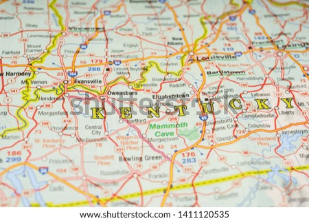 Kentucky state on usa map background