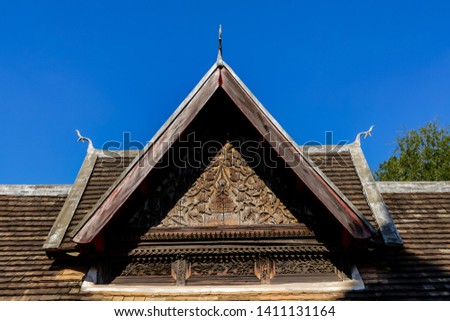 roof of thai temple in bangkok thailand, digital photo picture as a background