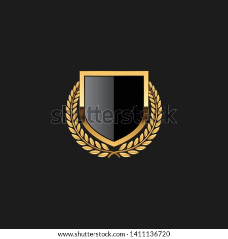 Blank Badge Shield Crest Label Armor Luxury Gold Design Element Template for logo background Card Invitations Decoration Element
