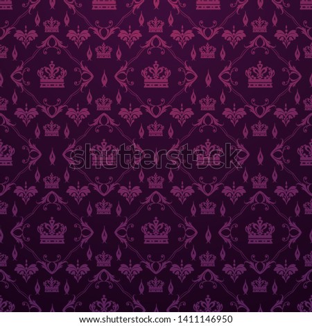 Dark purple background with floral pattern in Royal style for your design, vector image