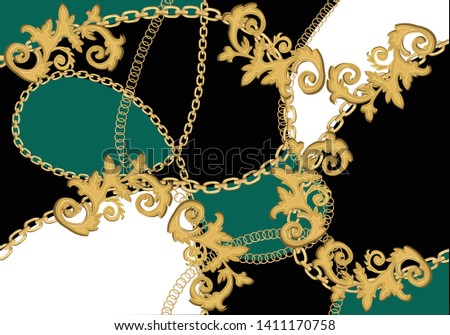 Seamless Golden Chain Patterns, Scarf Texture Design for Fabric Prints