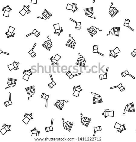 Coffee Brewing Devices Seamless Pattern Vector. Manual Coffee Grinder, Geyser Maker Pot And Turk Barista Equipment For Aroma Black Espresso Monochrome Texture Icons. Template Flat Illustration