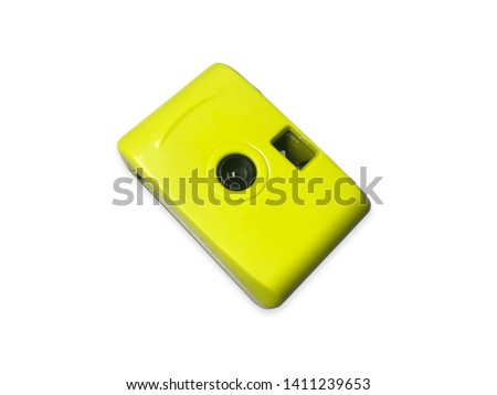 yellow toy camera film isolated on white background 