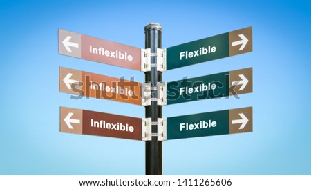 Street Sign the Direction Way to Flexible versus Inflexible