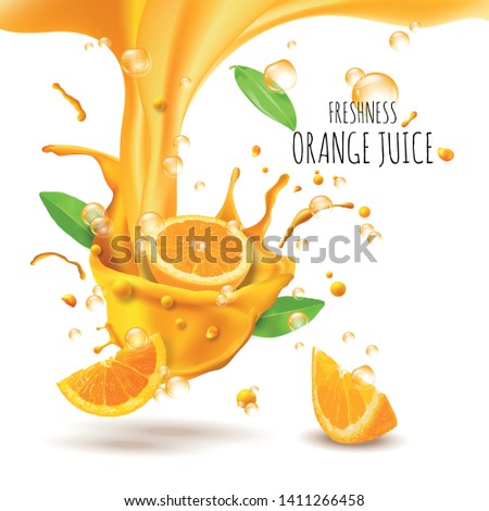 Advertisment with fresh oranges, vector illustration and design. 